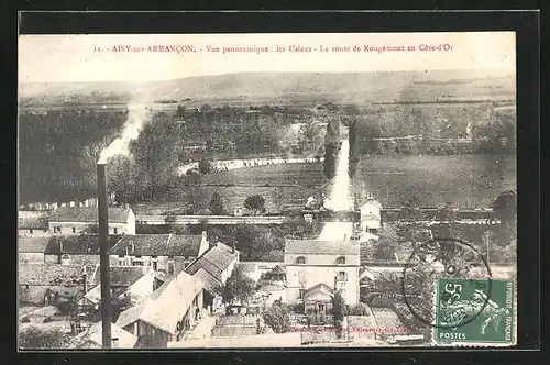 AK Aisy-sur-Armancon, Vue panoramique: les Usines, La route Rougemont en Cote-d'Or