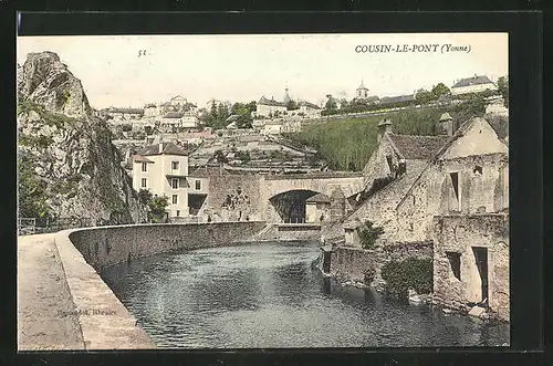 AK Cousin-le-Pont, Kanal mit Ortsansicht