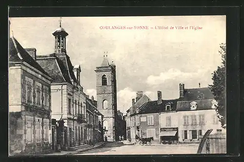 AK Coulanges-sur-Yonne, L`Hôtel de Ville et l`Église