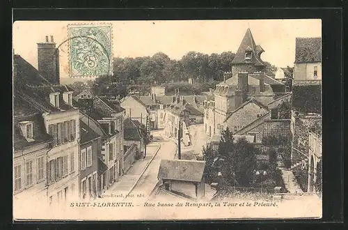 AK Saint-Florentin, Rue basse du Rempart, La Tour et le Prieuré