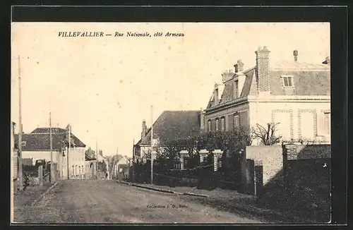 AK Villevallier, Rue Nationale, coté Armeau