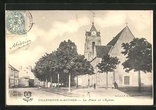 AK Villeneuve-la-Guyard, La Place et l`Eglise