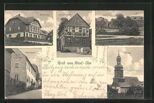 AK Dorf Ilm, Pfarrhaus, Posthilfstelle, Dorfplatz