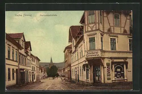 AK Vacha /Werra, Heyligenstedtstrasse mit Bäckerei und Kolonialwarenhandlung