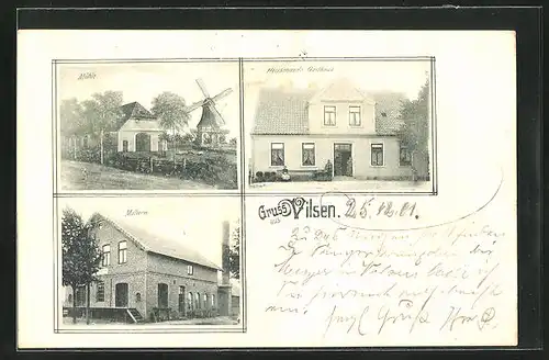 AK Vilsen, Heusmann`s Gasthaus, Molkerei, Mühle
