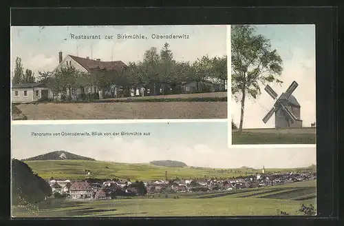 AK Oberoderwitz, Restaurant zur Birkmühle, Panorama, Blick von der Birkmühle aus