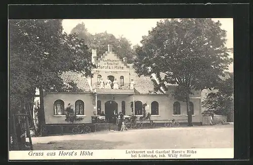 AK Hüllhorst, Gasthof Horst`s Höhe mit Fahrrädern