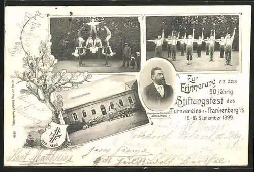 AK Frankenberg i. S., 50 jähriges Stiftungsfest des Turnvereins 1899, Vereinsturnhalle