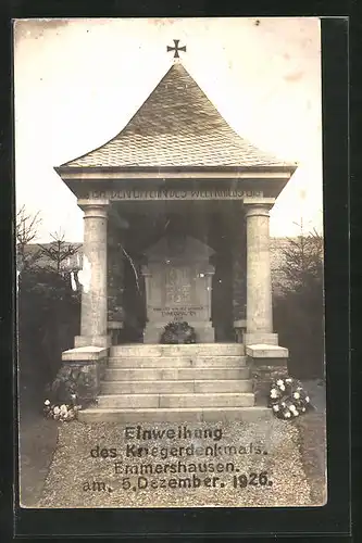 Foto-AK Emmershausen, Einweihung des Kriegerdenkmals 05.12.1926