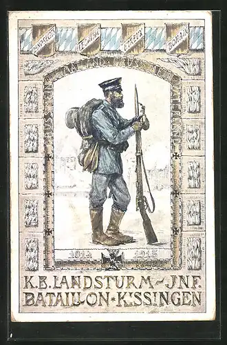 Künstler-AK Kissingen, K.B. Landsturm-Inf. Bataillon, Regiment