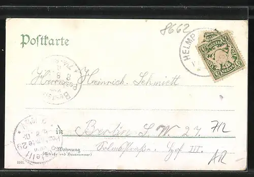 AK Helmbrechts, 5. Oberfränkisch-Unterfränkisches Bundesschiessen 1903, Teilansicht der Ortschaft