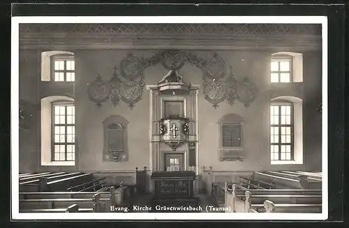 AK Grävenwiesbach i. T., Evang. Kirche von innen