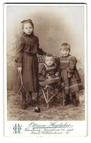 Fotografie Ottmar Heydecker, Hamburg, Steinstrasse 147, Portrait Mädchen & Geschwisterkinder in hübscher Kleidung