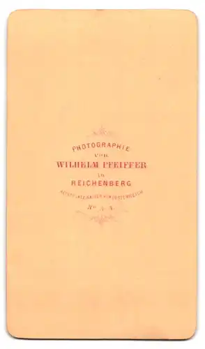 Fotografie Wilhelm Pfeiffer, Reichenberg, Altst.-Platz, Portrait niedliches Kleinkind im karierten Kleid