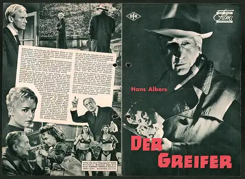 Filmprogramm DNF, Der Greifer, Hans Albers, Mady Rahl, Fritz Wagner, Regie Eugen York