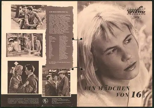 Filmprogramm PFP Nr. 18 /58, Ein Mädchen von 16 1 /2, Nana Schwebs, Helga Göring, Horst Buder, Regie Carl Balhaus