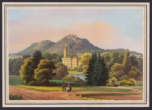 Lithographie Sachsen Elbschloss, Sächsische Schweiz, Lithographie um 1850, 17 x 23.5cm