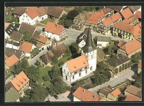 AK Unfinden, Bonifatiuskirche aus der Vogelschau