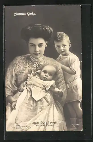 AK Mama`s Stolz, Kronprinzessin Cecilie mit ihren Söhnen