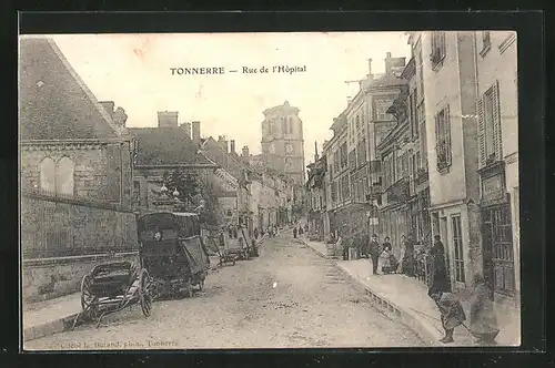 AK Tonnerre, Rue de l`Hôptial, Strassenpartie