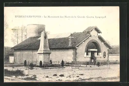 AK Epineau-les-Voves, Le Monument des Morts de la Grande Guerre 1914-18