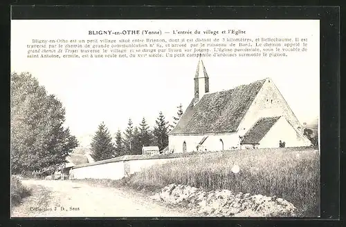 AK Bligny-en-Othe, L`entrée du village et l`Eglise