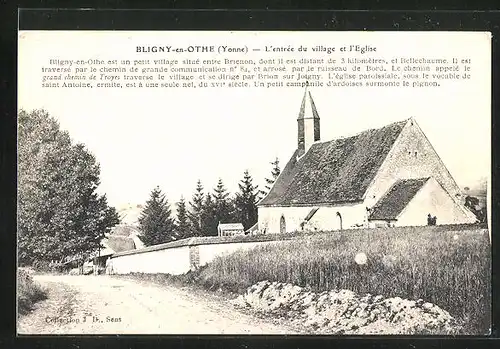 AK Bligny-en-Othe, L`entrée du village et l`Eglise