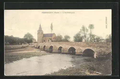 AK Perrigny-sur-Armancon, Le Pont et l`Eglise