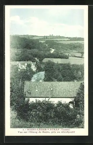 AK Saint-Lèger-Vauban, Vue sur l`Etang de Ruère, pris au téléobjectif