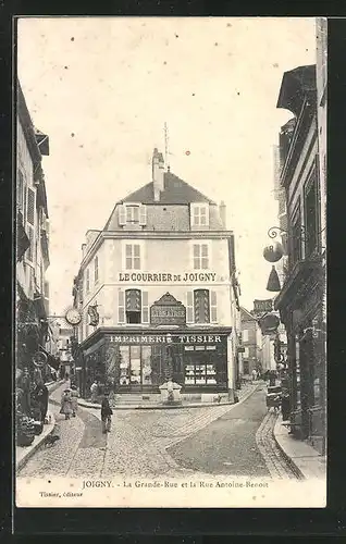 AK Joigny, La Grande Rue et la Rue Antione-Benoit