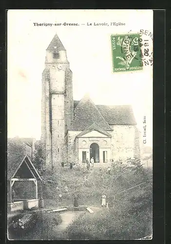 AK Thorigny-sur-Oreuse, Le Lavoir, L`Eglise