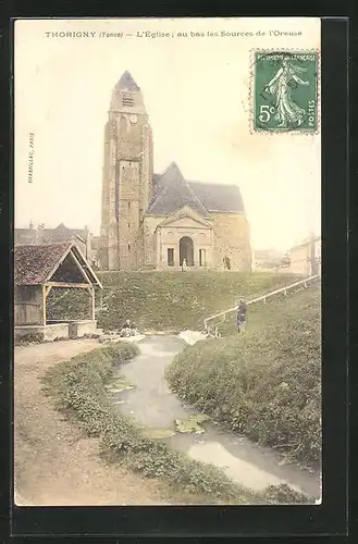 AK Thorigny, L`Église au bas les Sources de l`Oreuse