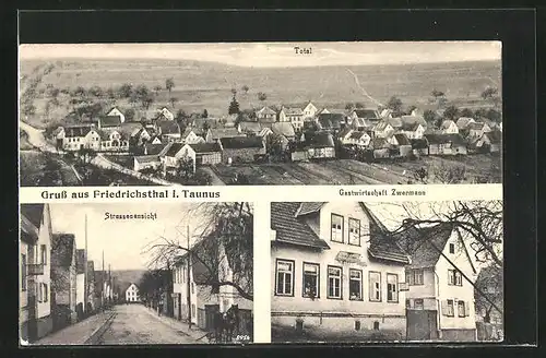 AK Friedrichsthal / Taunus, Gasthaus Zwermann, Strassenansicht, Totalansicht vom Ort