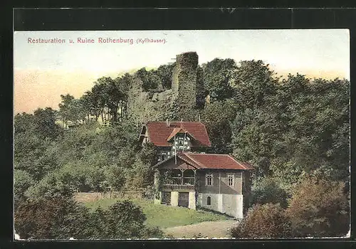 AK Rothenburg /Kyffhäuser, Restaurant und Ruine Rothenburg