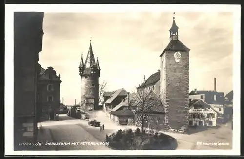 AK Lindau i. B., Diebesturm mit Peterskirche