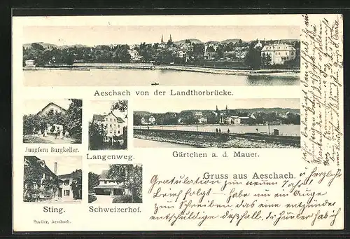 AK Aeschach, Gasthaus Jungfern Burgkeller, Gasthaus Schweizerhof, Sting