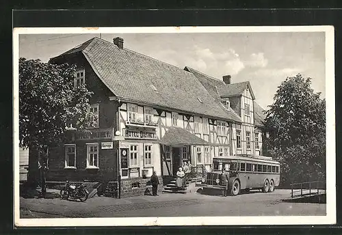 AK Burbach i. W., Hotel Dilthey, Omnibus