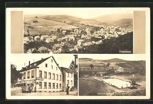 AK Tiefenstein, Hotel Wagner, Schwimmbad, Ortspartie