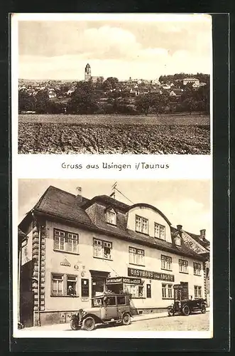 AK Usingen / Taunus, Gasthaus zum Adler, Stadtpanorama