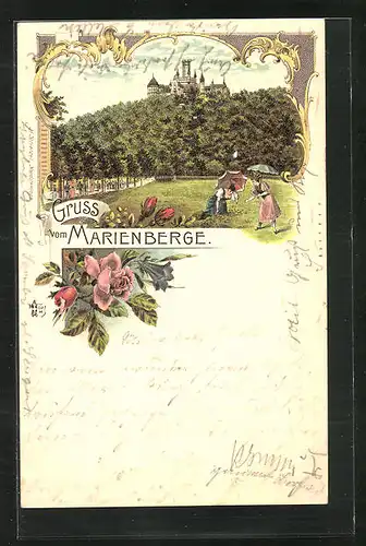 Lithographie Nordstemmen, Schloss auf dem Marienberge