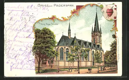 Lithographie Paderborn, Herz Jesu Kirche