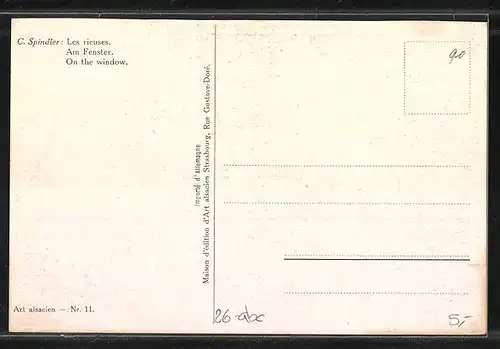 Künstler-AK sign. C. Spindler: Am Fenster, Frauen in Trachten auf dem Sims