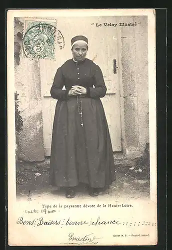 AK Haute Loire, Type de la paysanne devote de la Haute-Loire, Auvergne