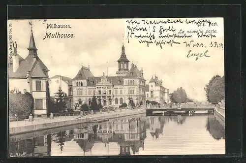 AK Müllhausen, Kaiserliche Post mit Brücke