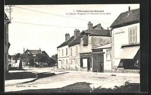 AK Villeneuve-La-Guyard, Le Square Regnoul et l'Avenue de la Gare