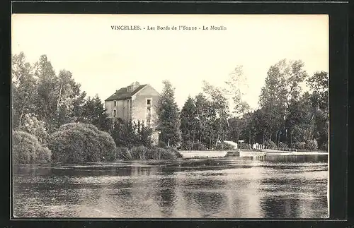 AK Vincelles, Les Bords de l'Yonne, Le Moulin
