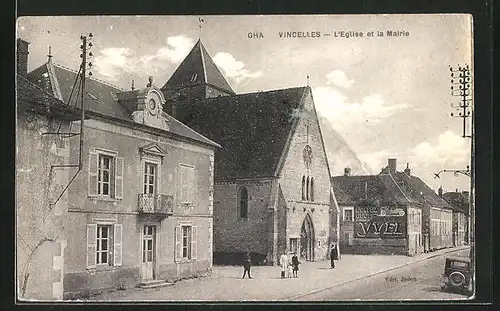 AK Vincelles, L'Eglise et la Mairie