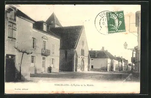 AK Vincelles, L'Eglise et la Mairie