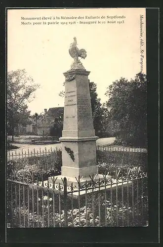 AK Septfonds, Monument élevé à la Mémoire des Enfants de Septfonds, Morts puor la patrie 1914-1918