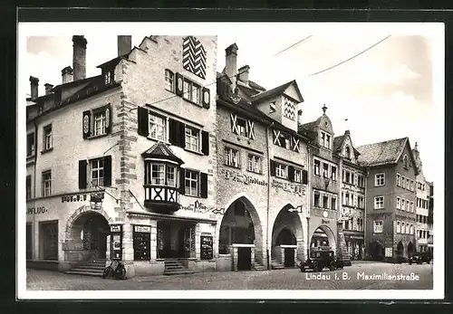 AK Lindau i. B., Maximilianstrasse mit Geschäften